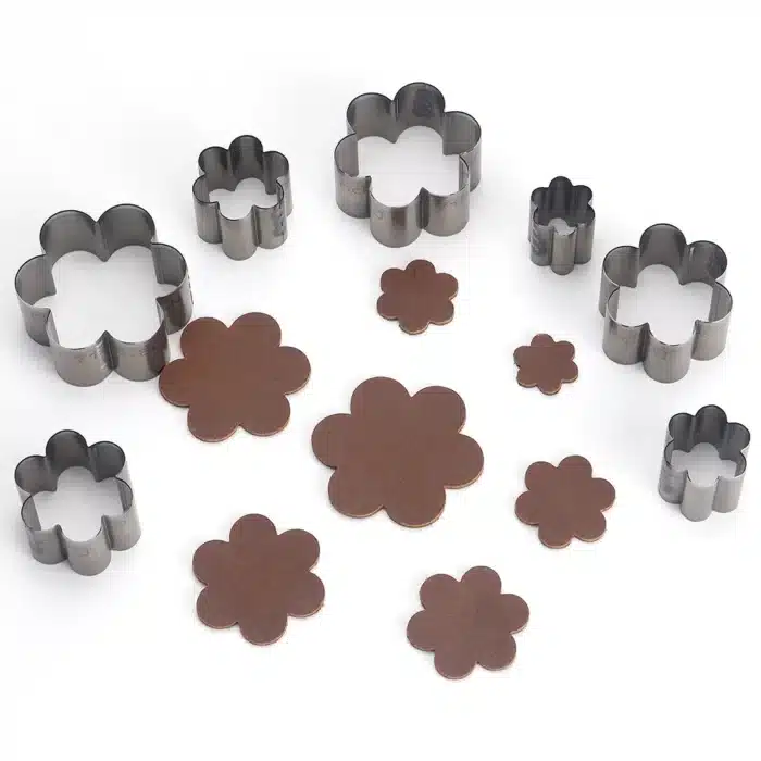 QJH 7 pièces matrice de découpe de cuir Faux pétale de fleur-ensemble d'outils de poinçonnage creux tranchant, travailleurs du cuir bricolage, artisans et passionnés 2